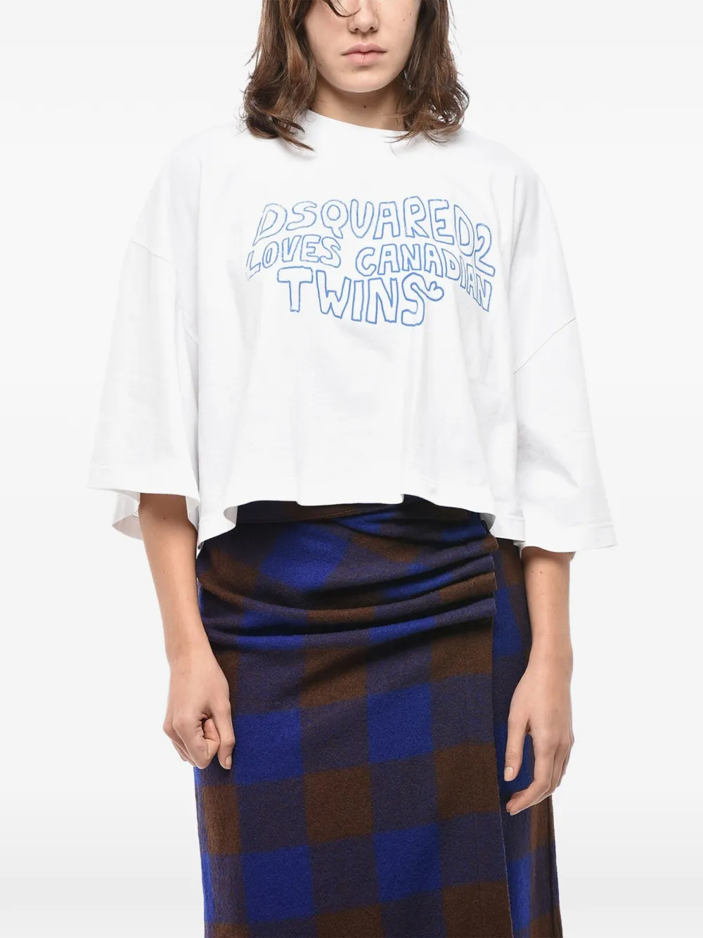 DSQUARED2 logo-print cropped top - Weiß