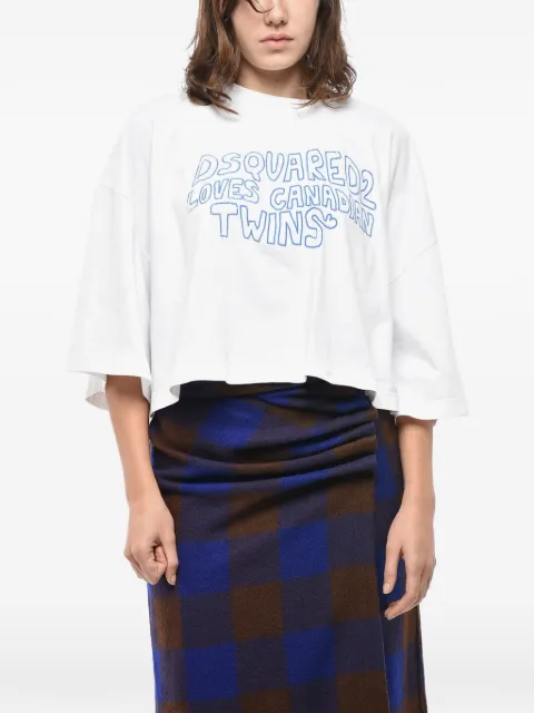 DSQUARED2 logo-print cropped top