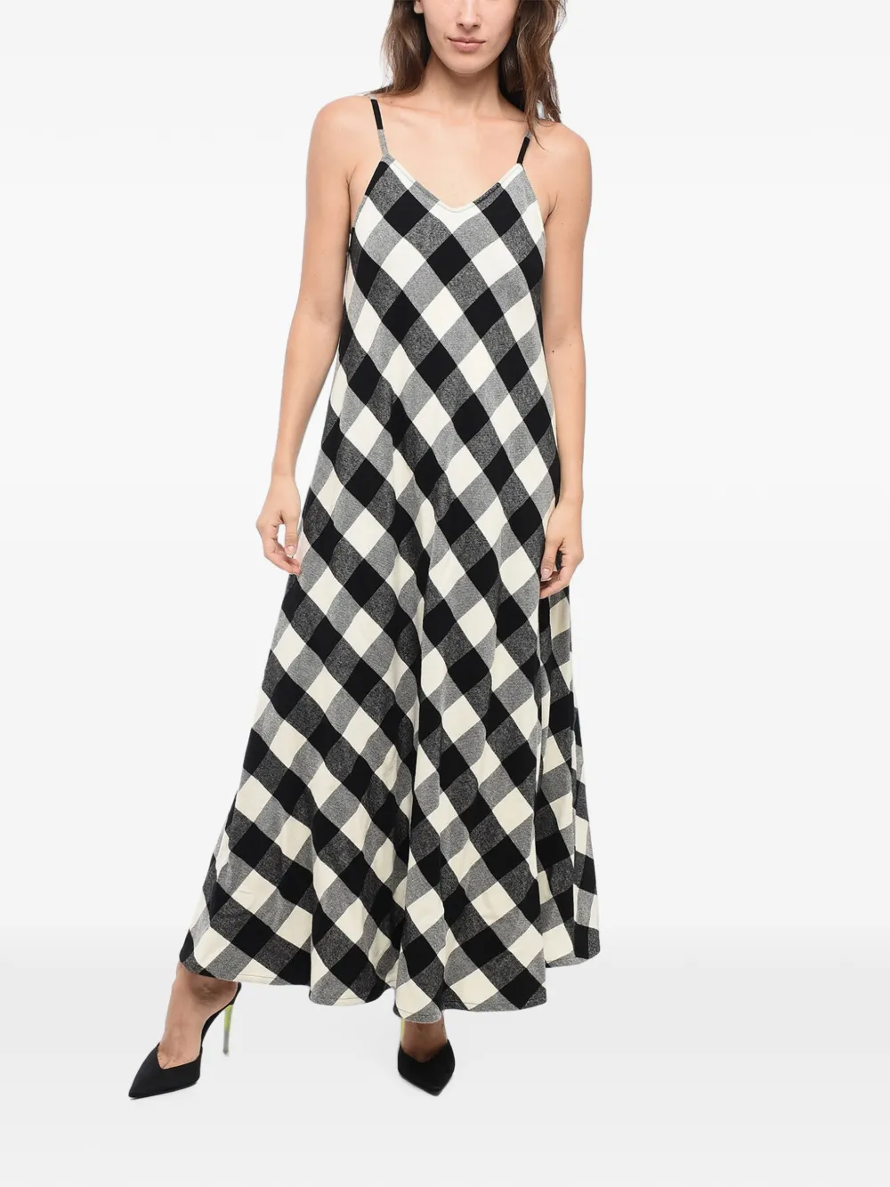 Woolrich checked flared maxi dress - Schwarz