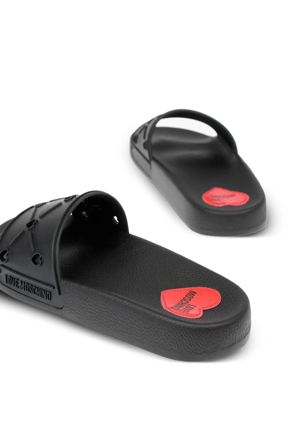 Moschino heart-motif slides Zwart