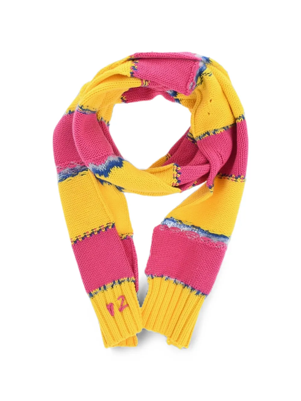 DSQUARED2 striped distressed-effect scarf - Gelb