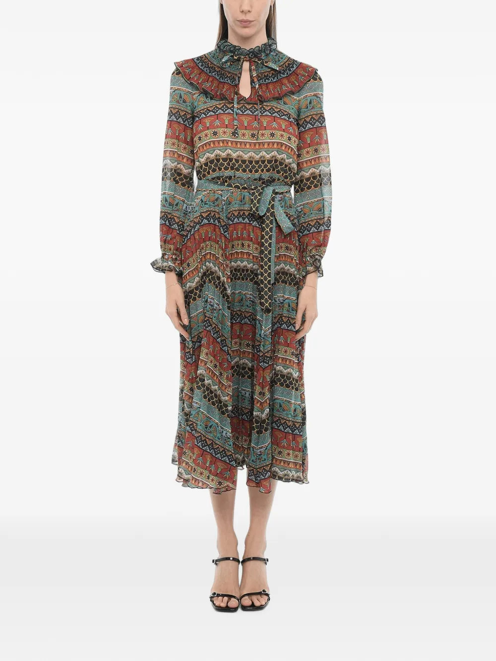 La DoubleJ Nefertiti Giza pleated midi dress - Brown