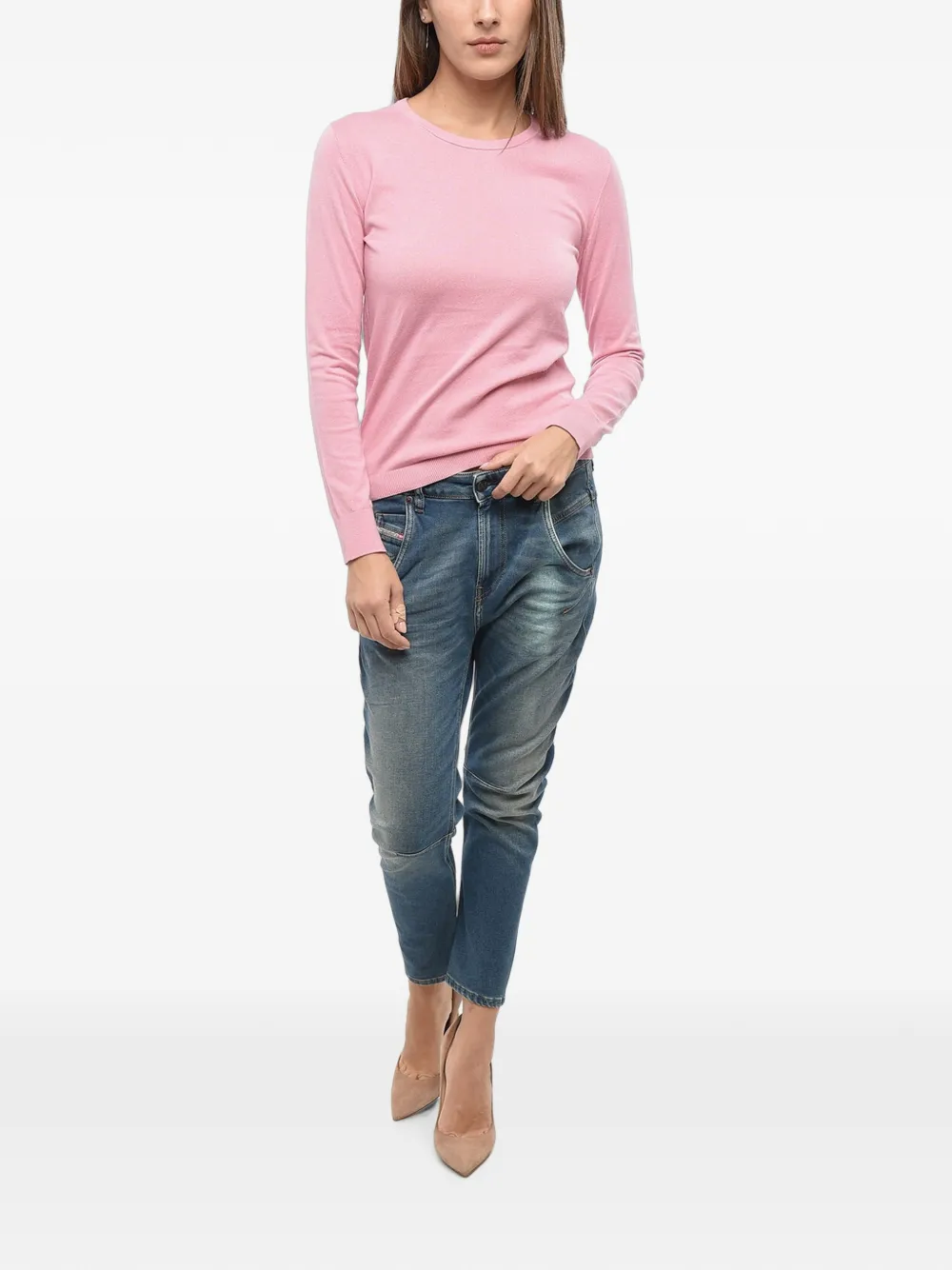 Diesel Sweater met geborduurd logo Roze