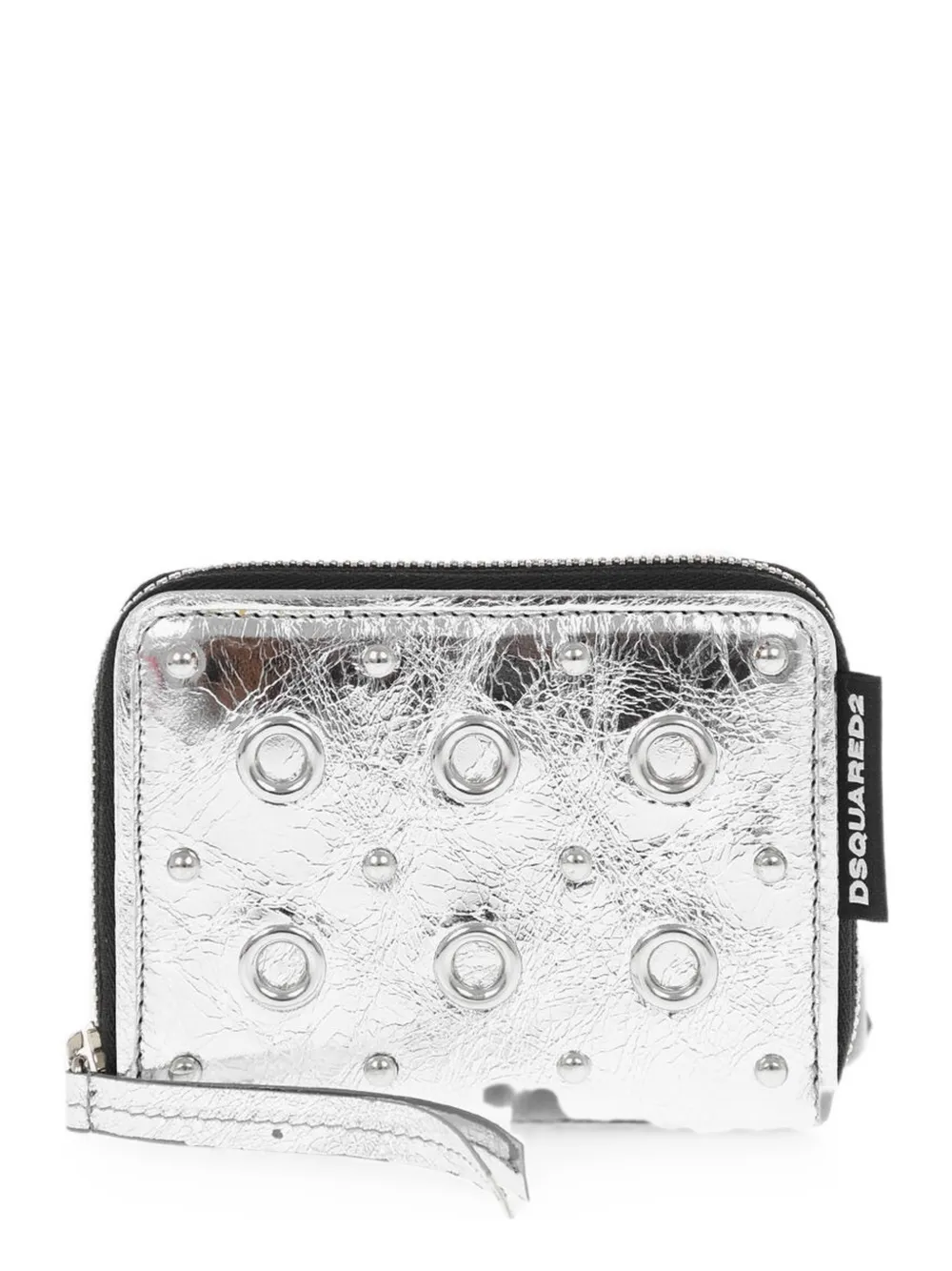 DSQUARED2 craquelé-effect eyelet-embellished wallet - Silber
