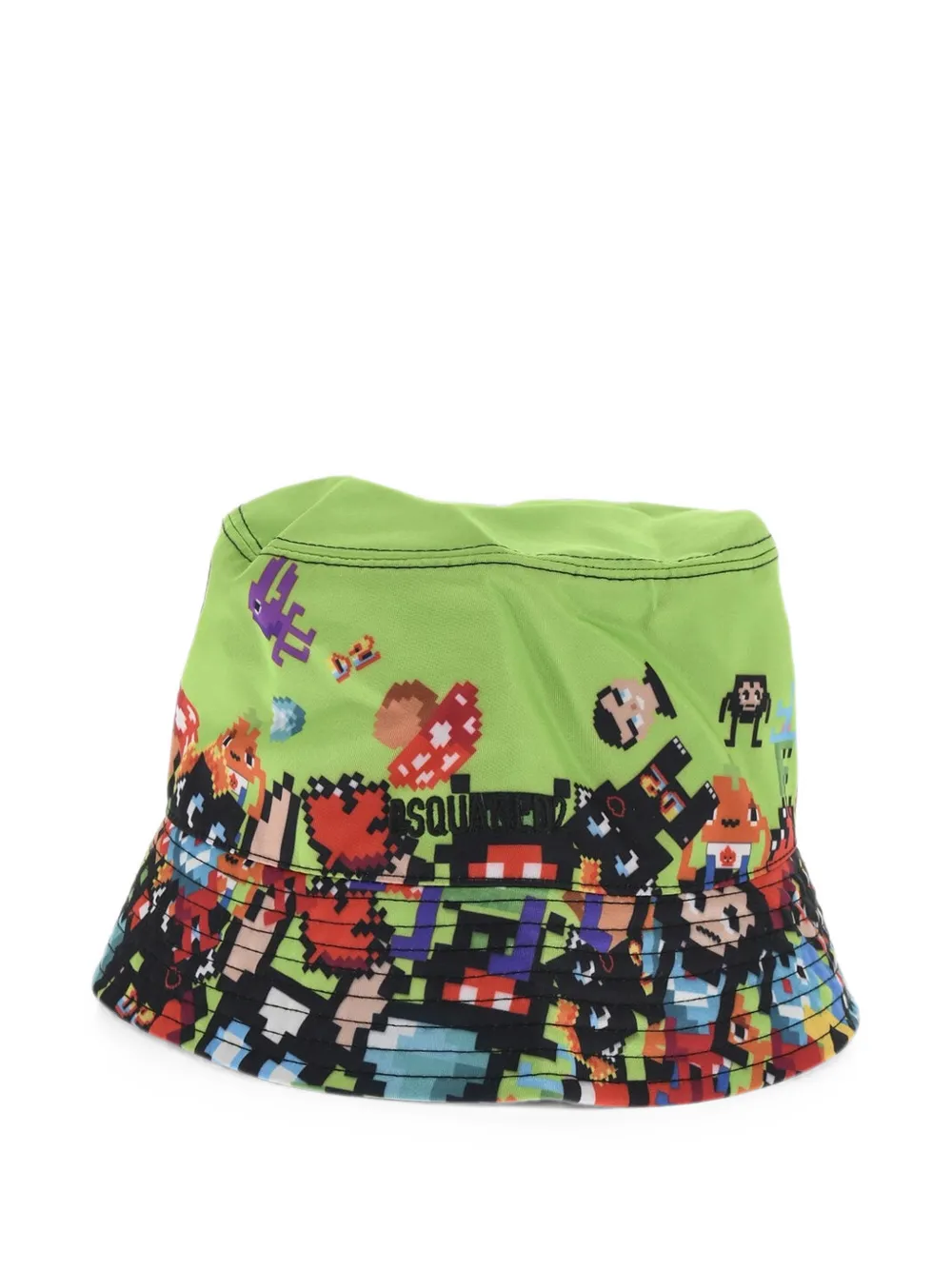 DSQUARED2 logo-embroidered graphic-print bucket hat - Grün