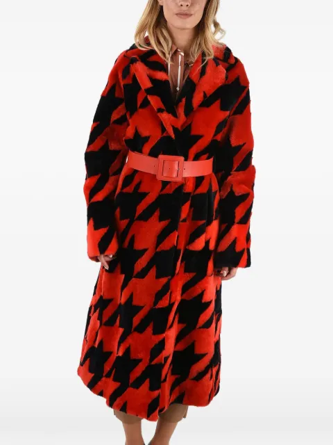 Drome belted houndstooth shearling coat