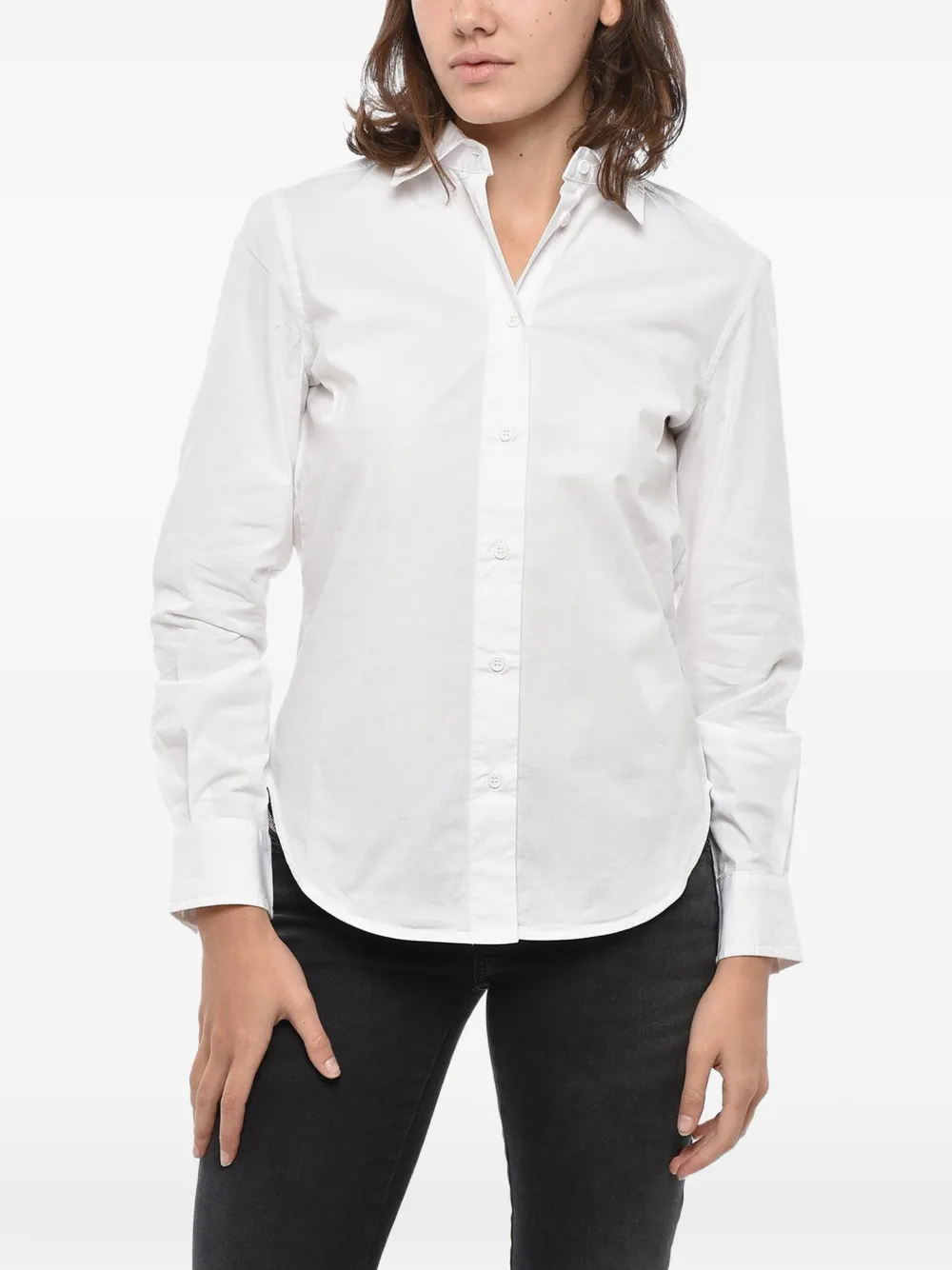 Diesel logo-embroidered French-collar shirt - Weiß