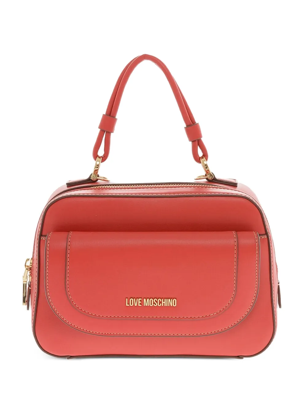 Love Moschino logo-plaque top-handle tote bag - Red