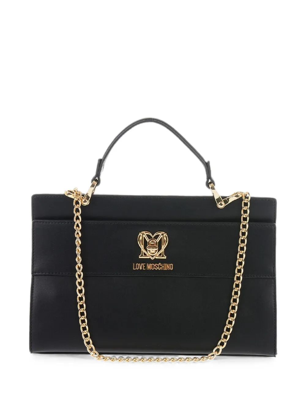 Moschino logo-plaque chain-link tote bag - Black