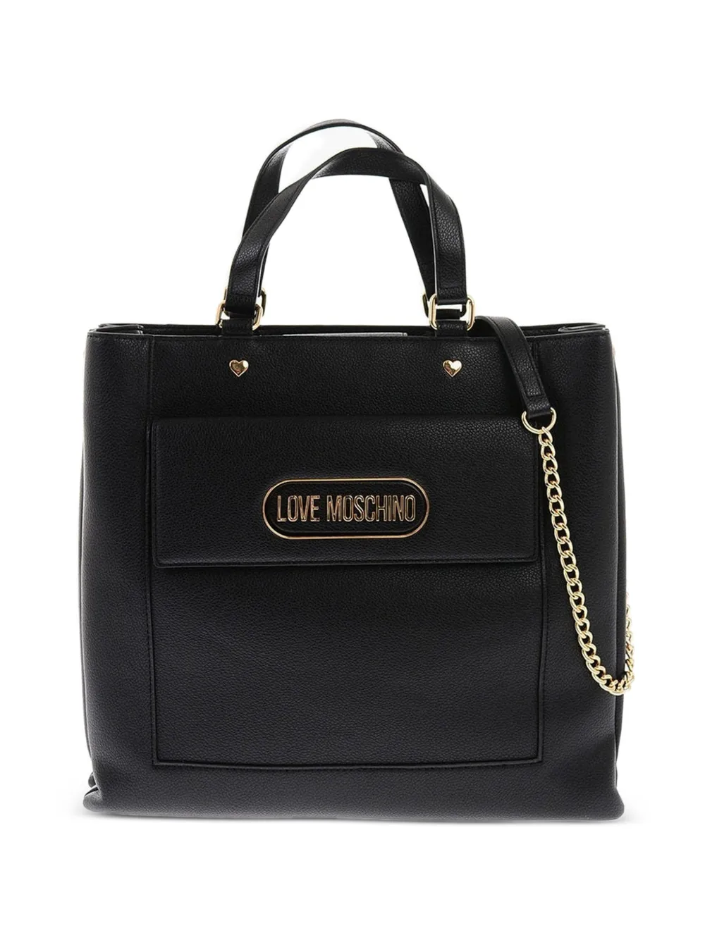 Moschino logo-plaque shoulder bag - Black