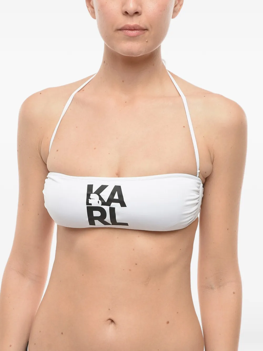 Karl Lagerfeld Bikinioberteil mit Logo-Print - Weiß