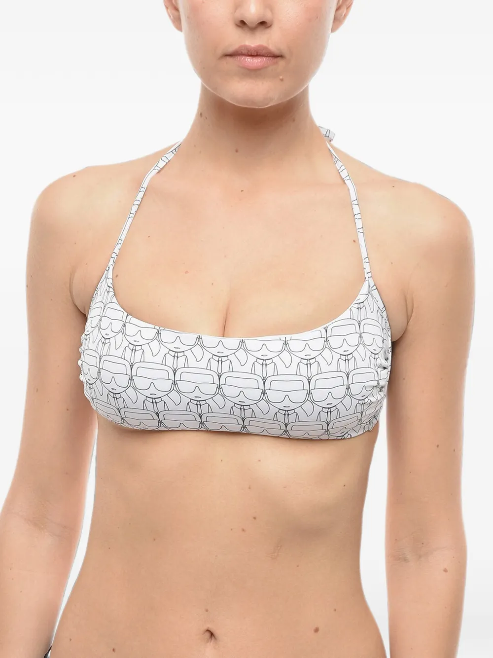Karl Lagerfeld logo-print bikini top - Weiß