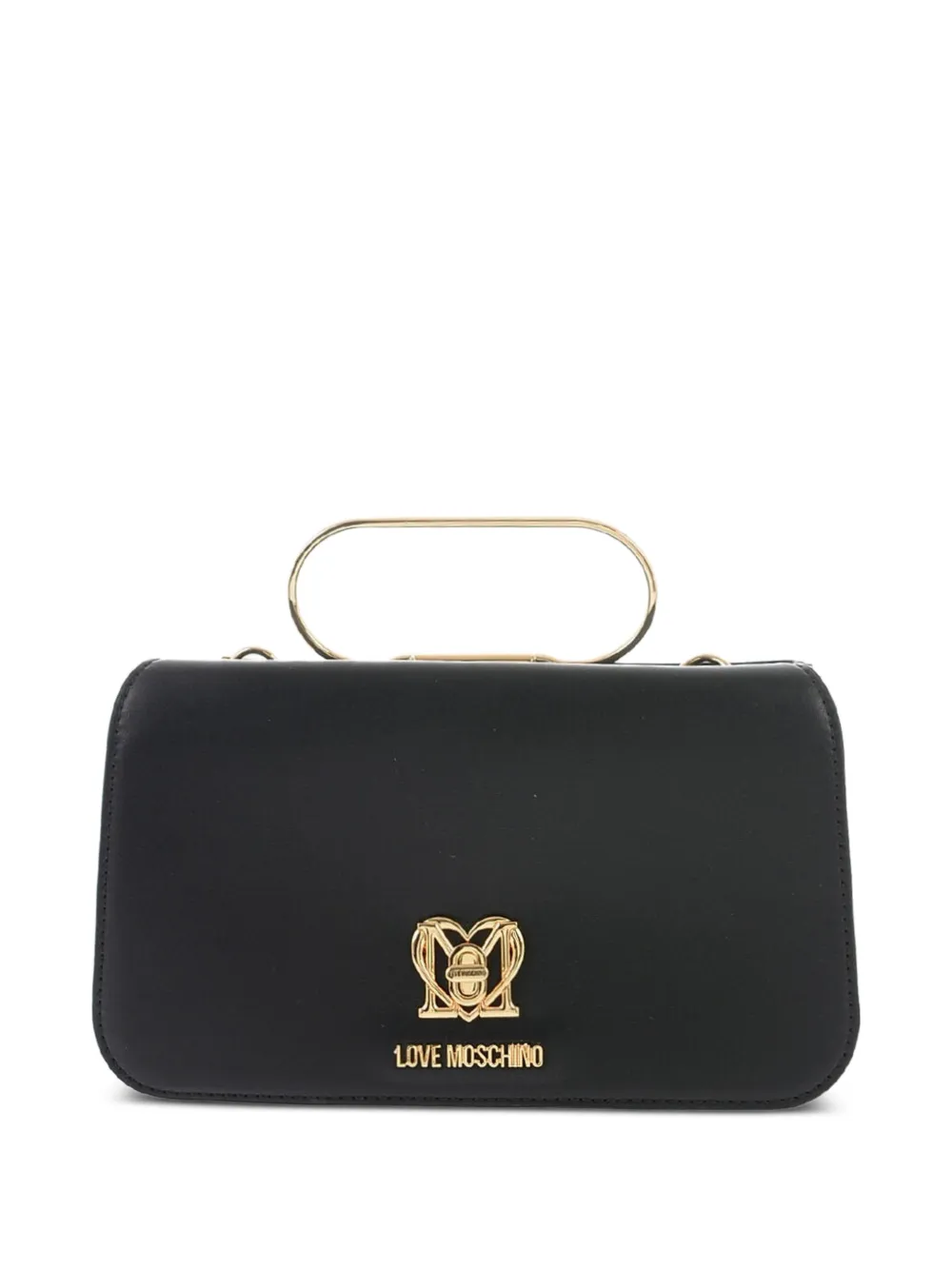 Moschino logo-plaque cutch bag - Black