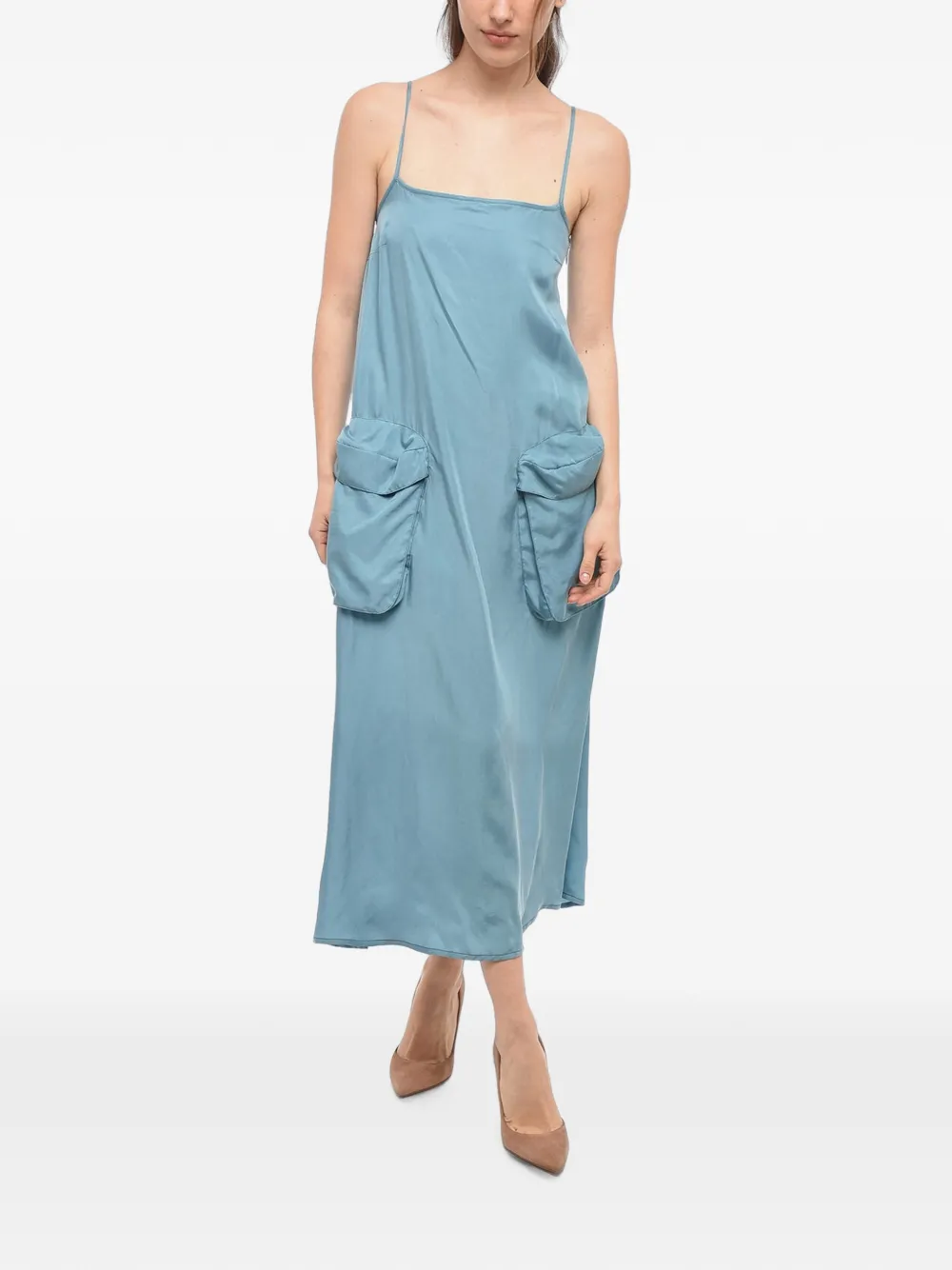 Sunnei patch-pocket spaghetti-strap midi dress