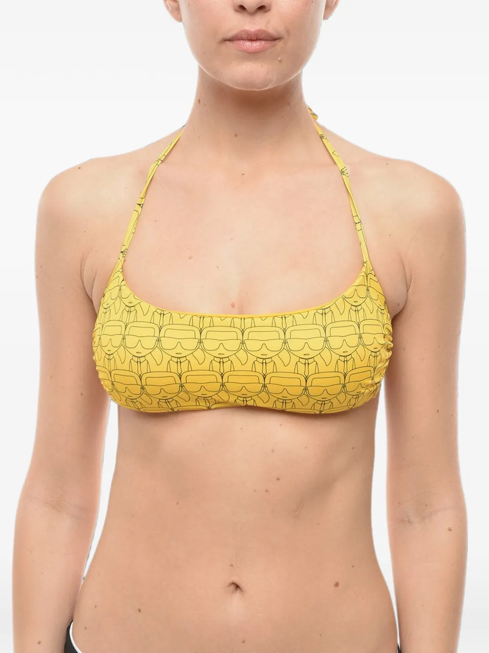 Karl Lagerfeld Neckholder-Bikinioberteil mit Iconic-Print - Gelb