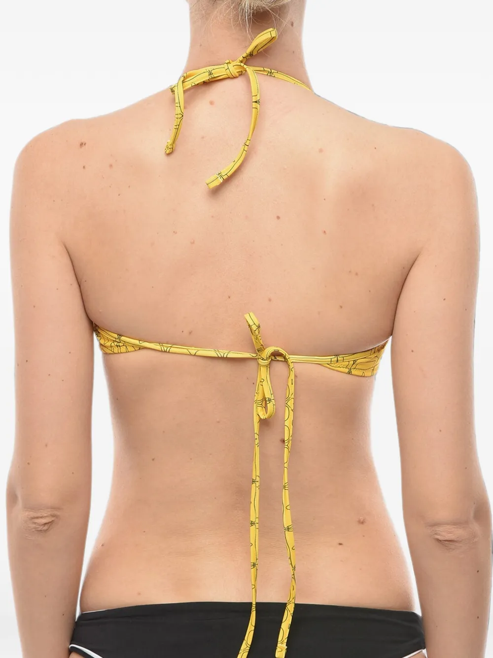 Karl Lagerfeld Iconic-print halterneck bikini top Geel
