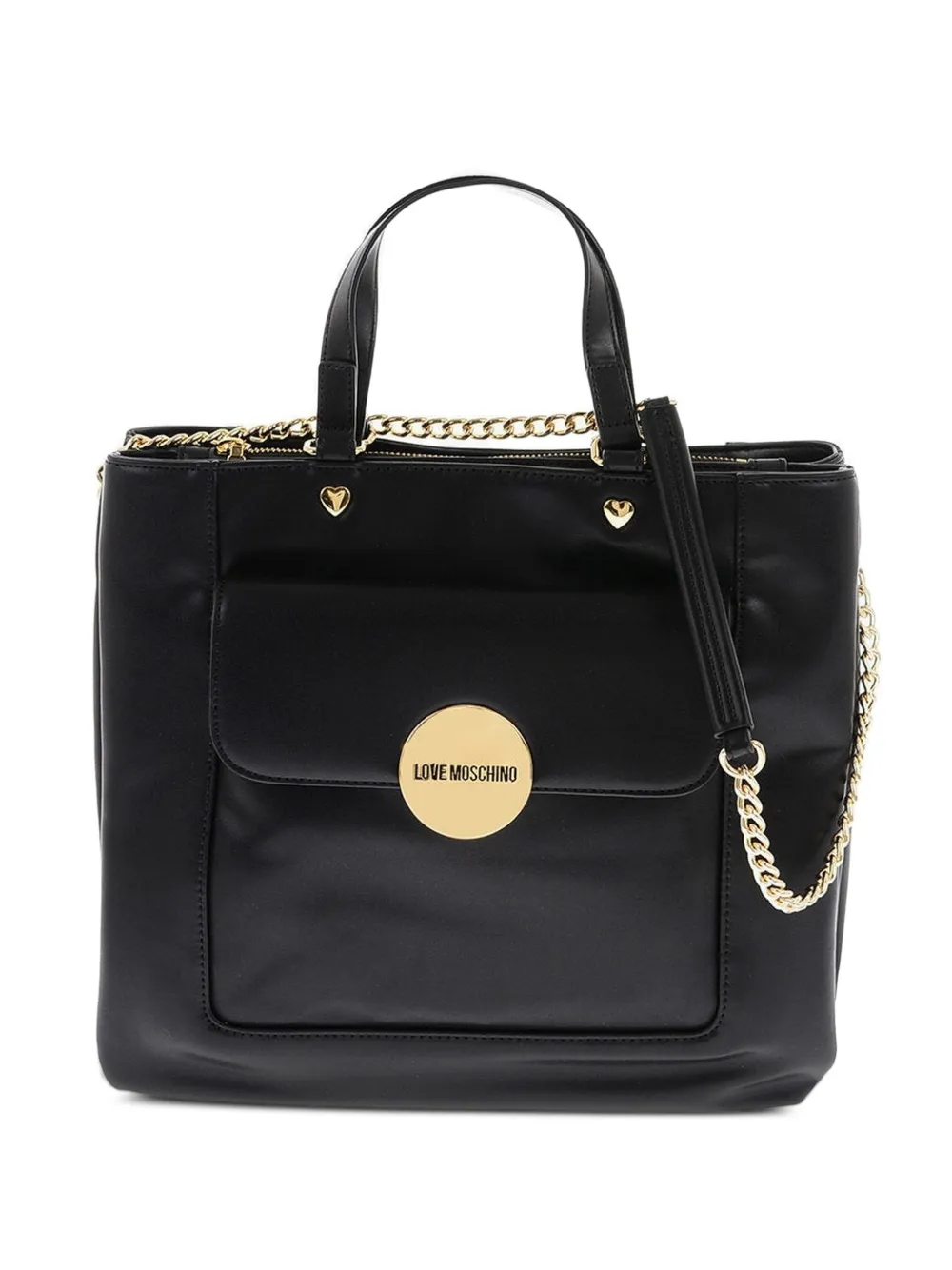 Moschino logo-plaque tote bag - Black