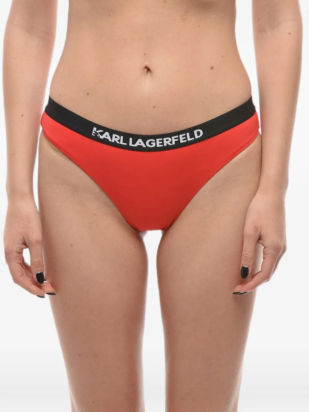 Karl Lagerfeld Bikinihöschen mit Logo-Bund - Rot