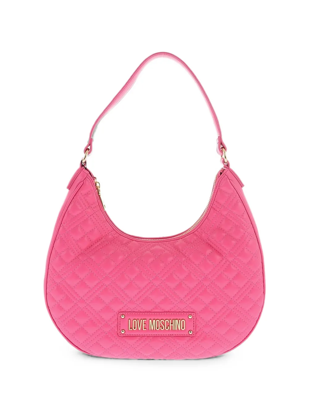Moschino quilted logo-plaque shoulder bag - Pink