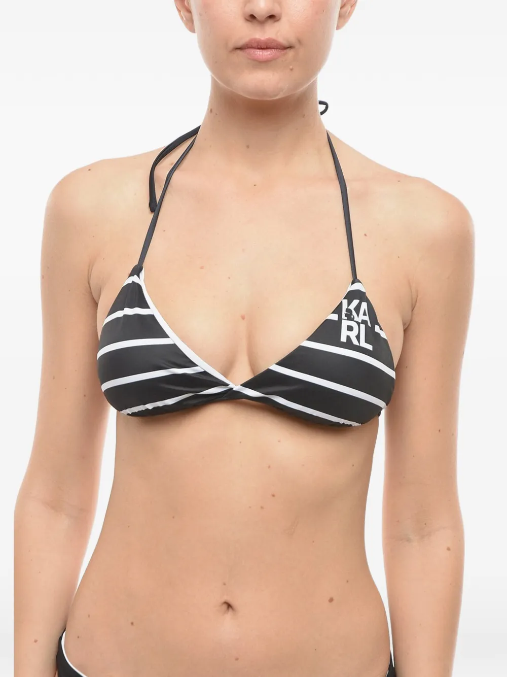 Karl Lagerfeld Gestreiftes Bikinioberteil - Schwarz