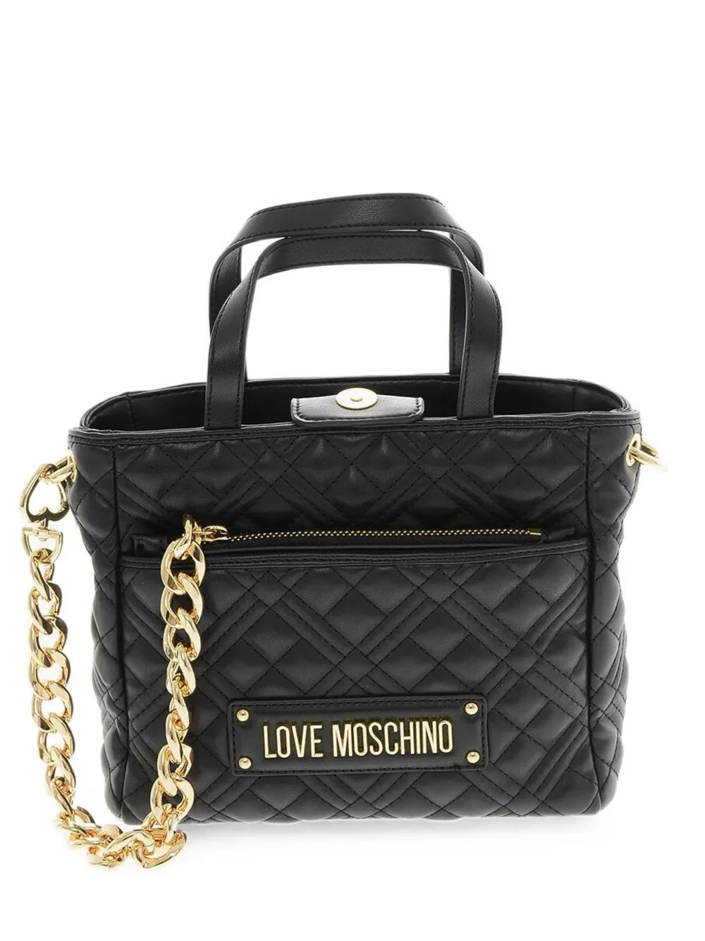 Love Moschino quilted logo-plaque tote bag - Black