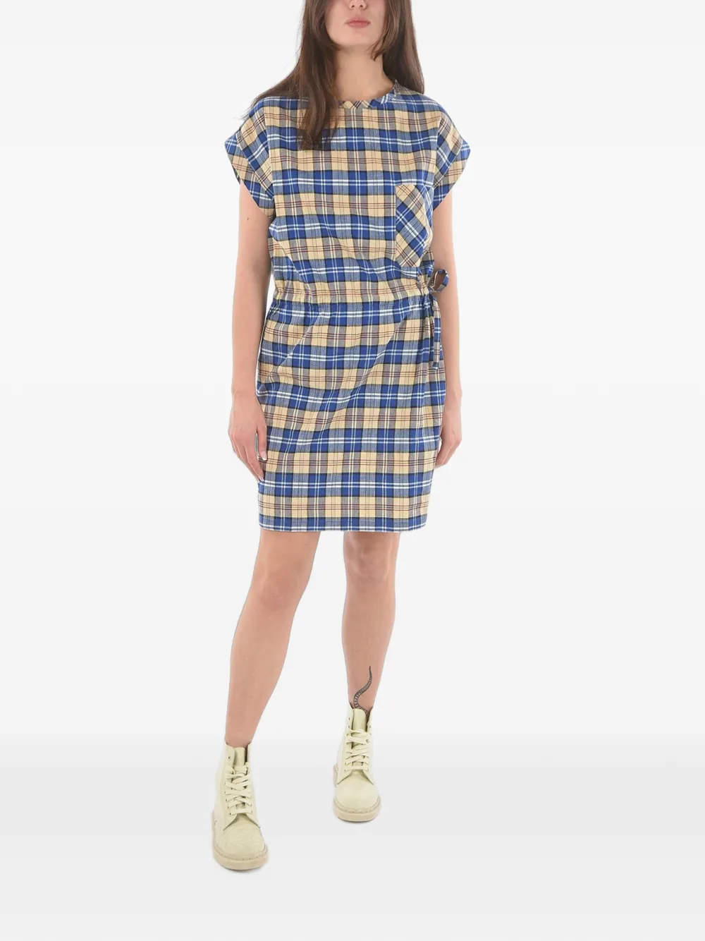 Woolrich tartan-check elasticated-waist mini dress - Blue