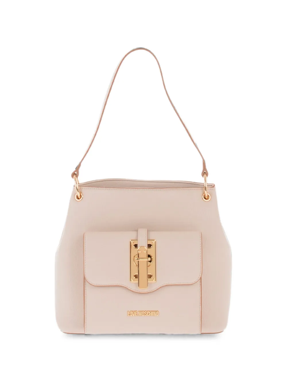 Love Moschino Schultertasche mit Logo-Schild - Nude