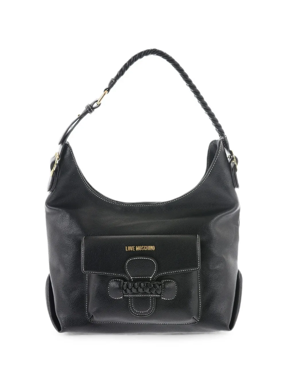 Moschino braided-handle Love medium shoulder bag - Black