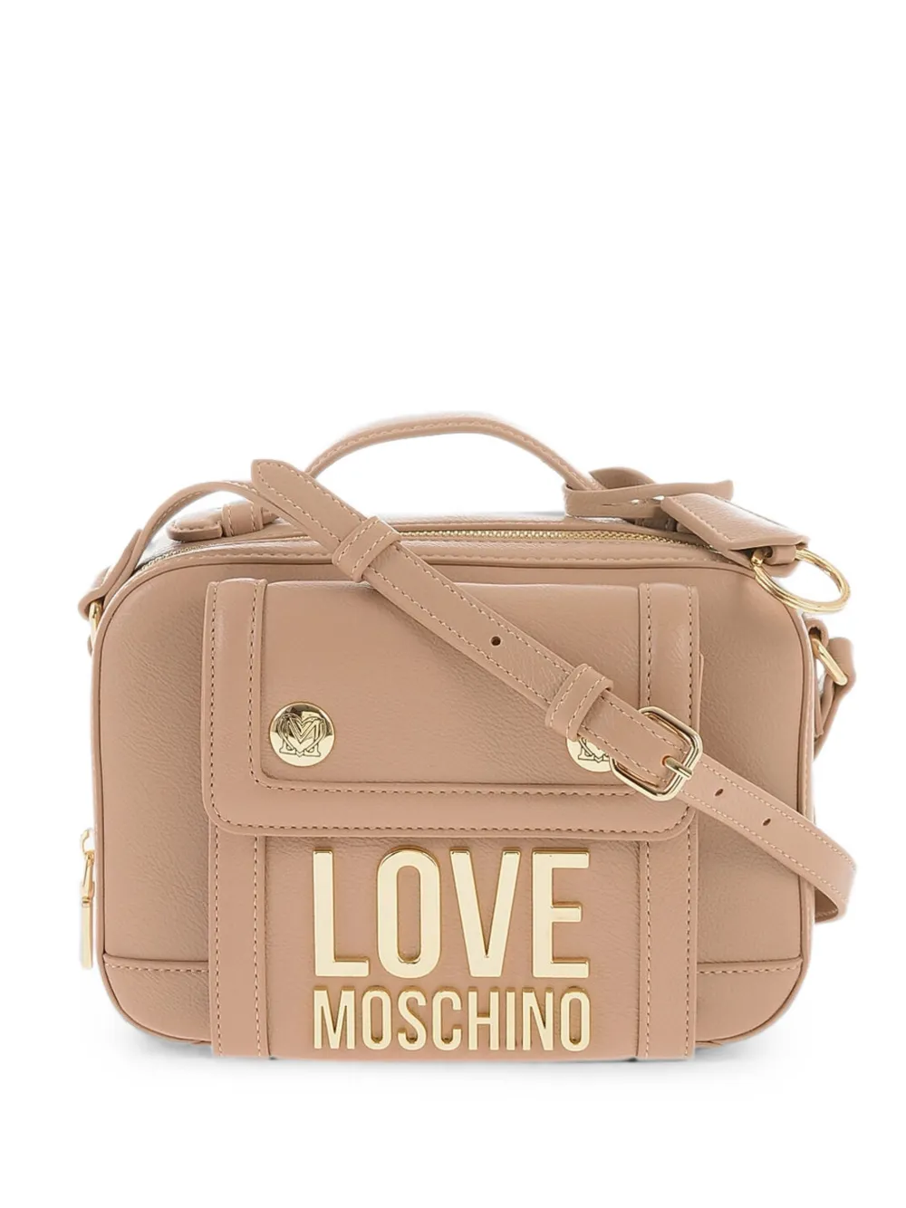 Moschino logo-plaque shoulder bag - Neutrals