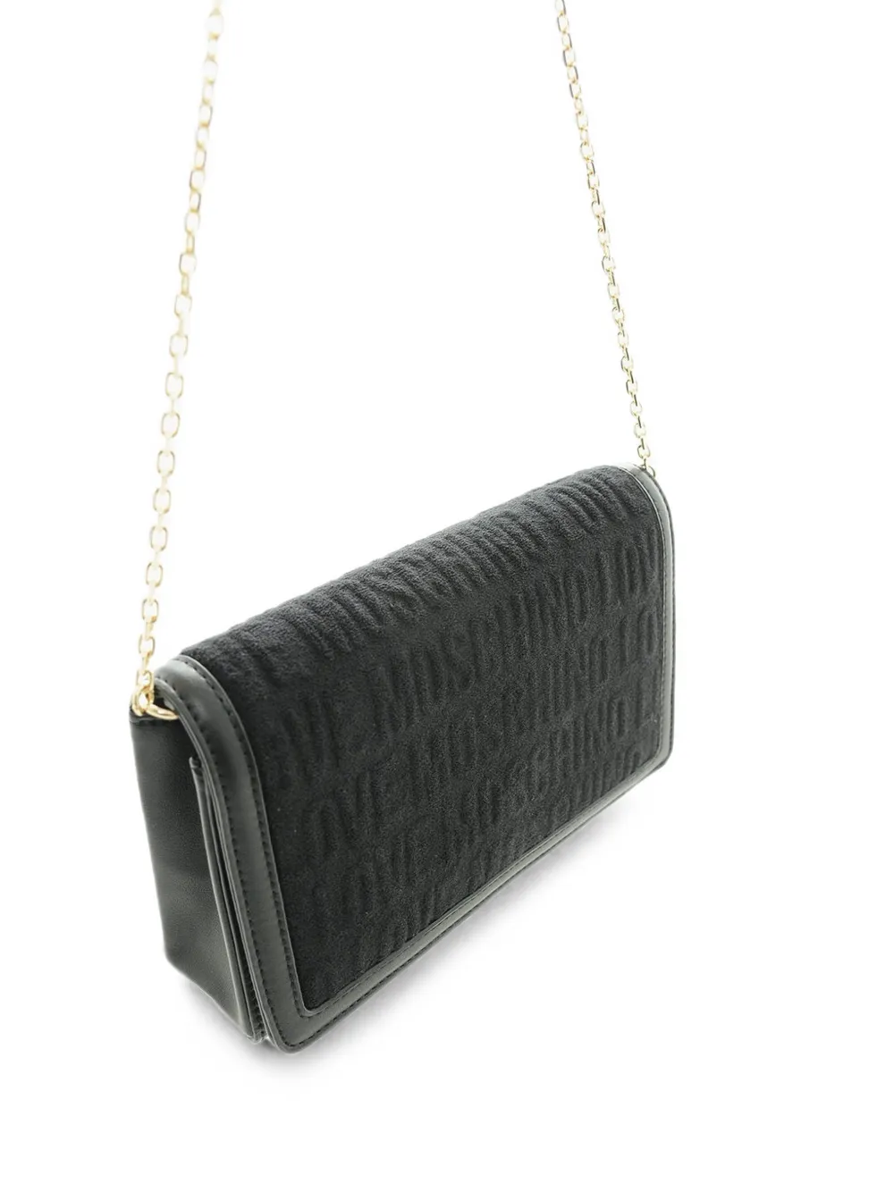 Moschino logo-print chain-strap small shoulder bag Zwart
