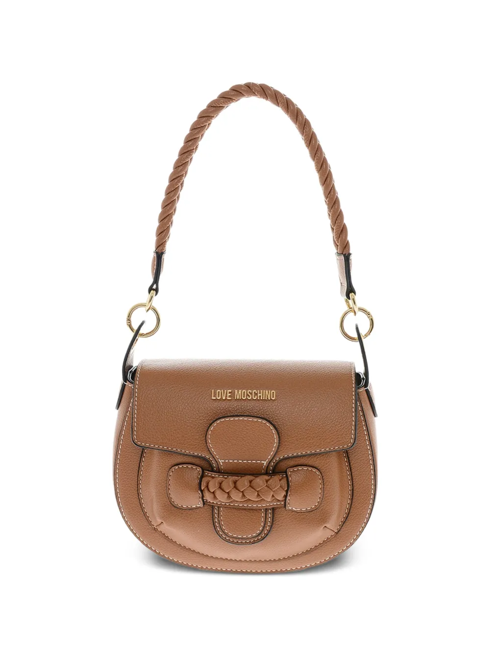 Moschino logo-appliqué shoulder bag - Brown
