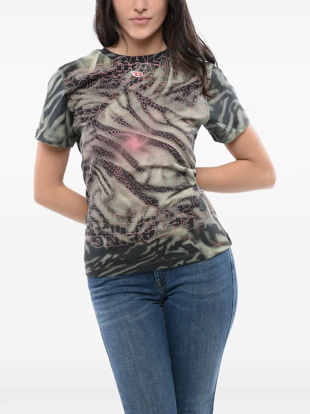 Diesel tie-dye logo-print T-shirt - Grün