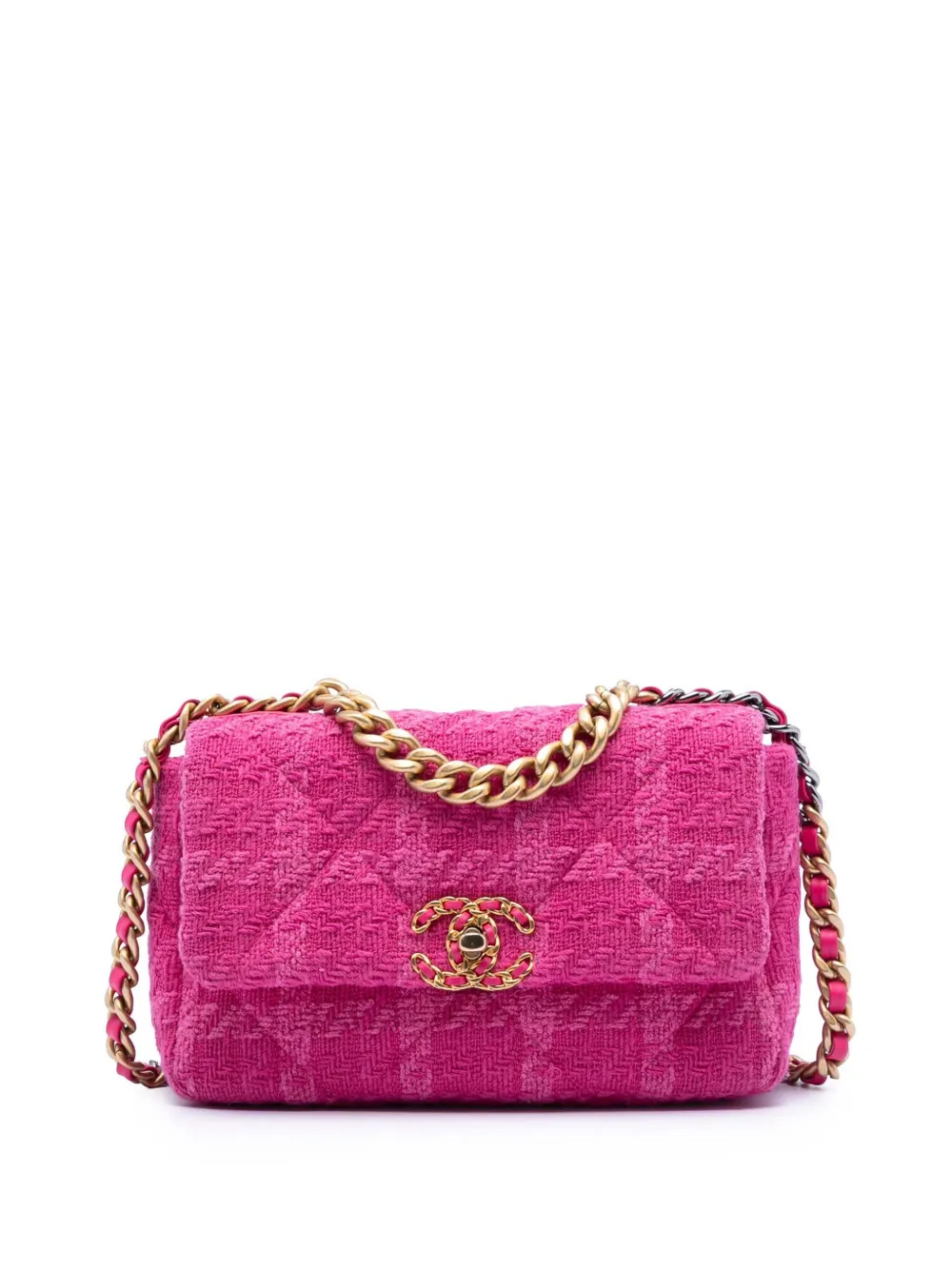 CHANEL Pre-Owned 2019 Medium Tweed 19 Flap satchel - Rosa