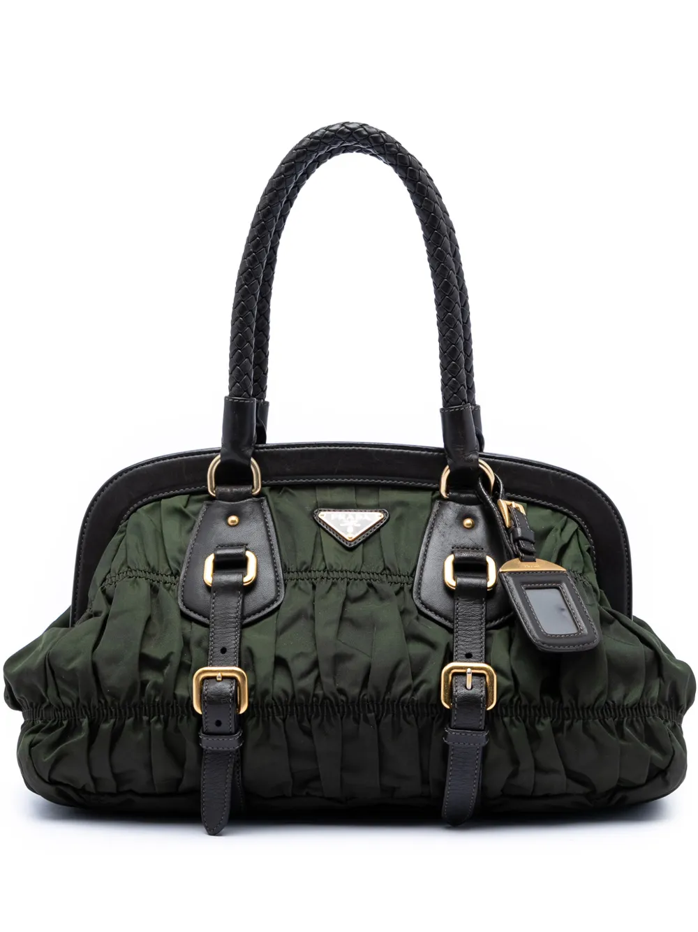 Prada Pre-Owned 2013-2026 Tessuto Gaufre Frame handbag - Verde
