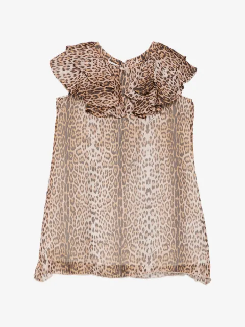Roberto Cavalli Junior leopard-print ruffled-detail dress