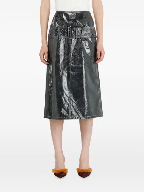 Diesel — belted patent leather midi skirt