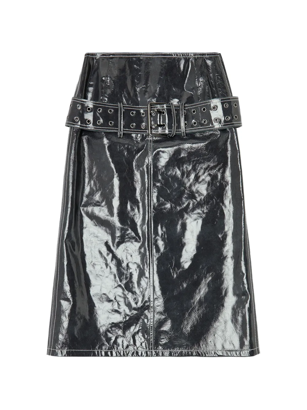 Diesel Lakleren midi-rok met ceintuur Grijs