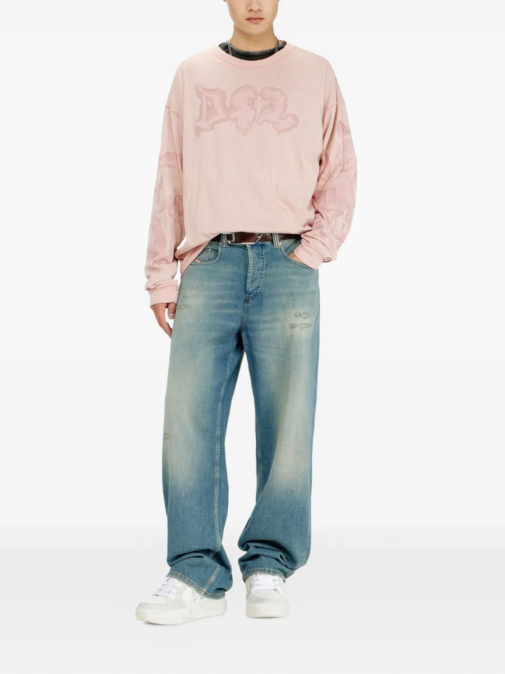 Diesel T-shirt met lange mouwen Roze