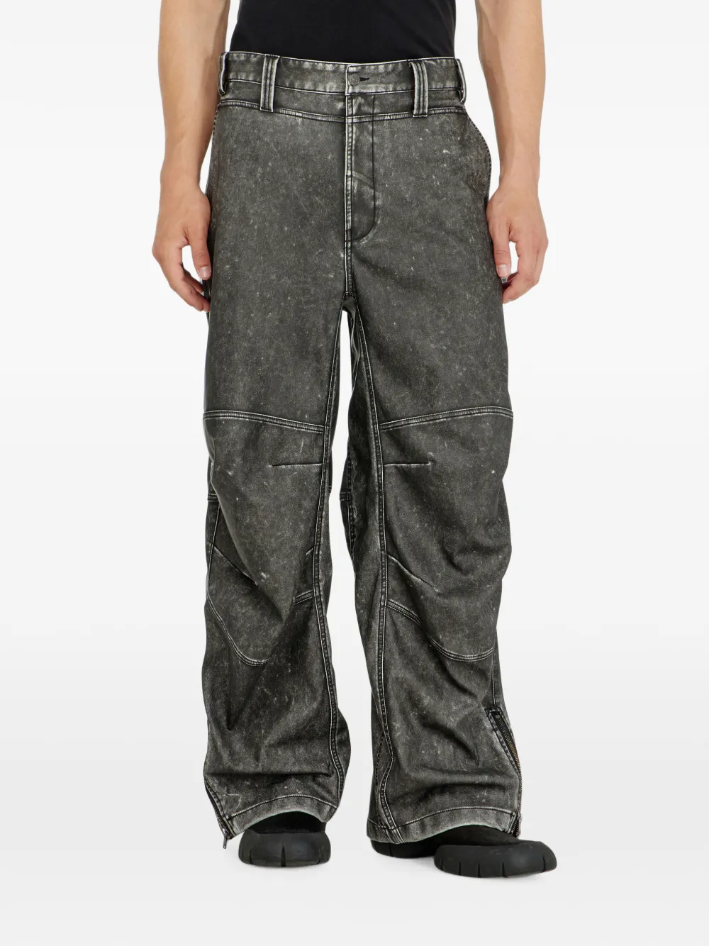 Diesel Broek in gebonden materiaal met gerafeld effect Grijs