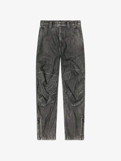 Diesel pants in distressed-effect bonded material