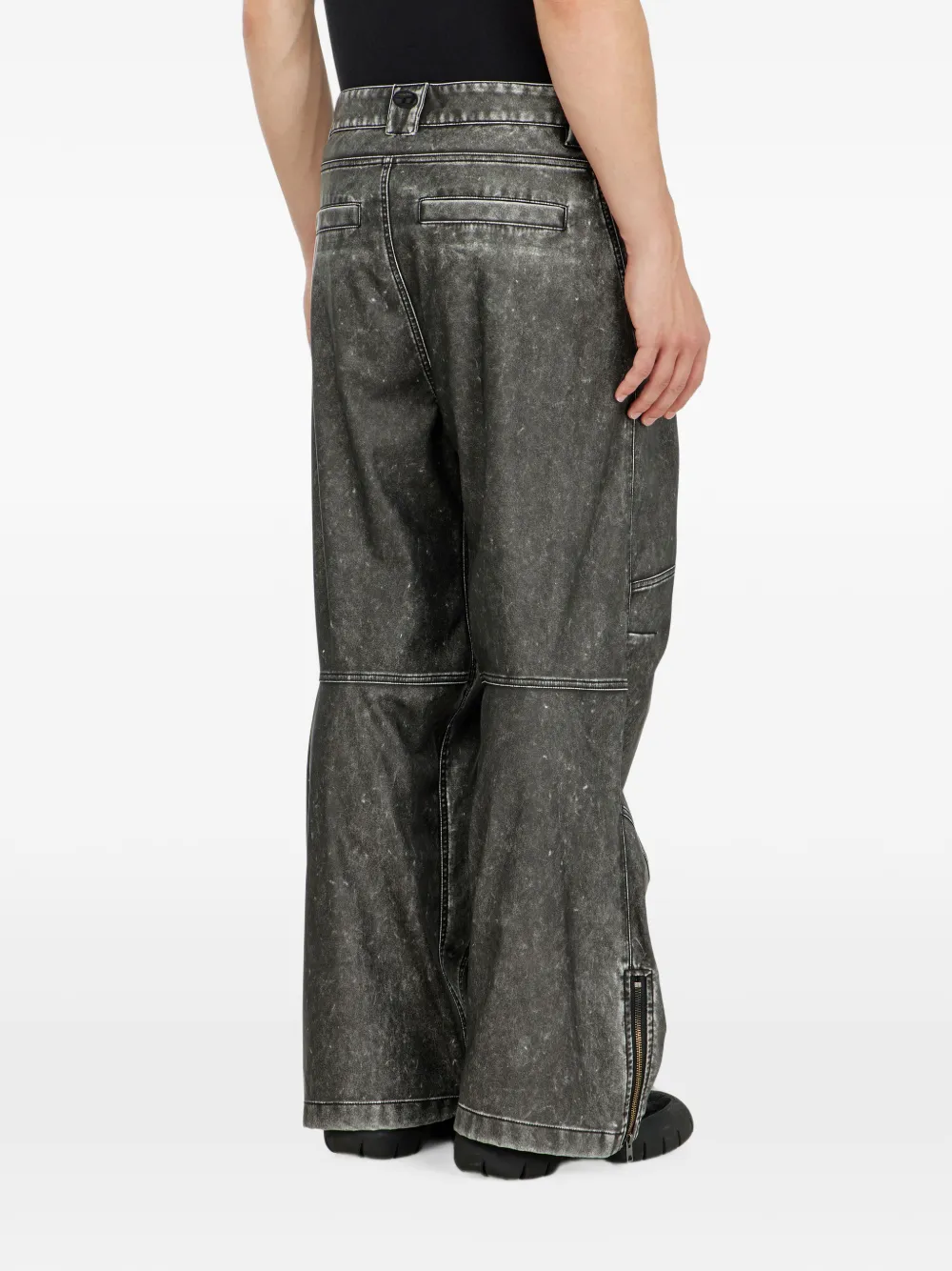 Diesel Broek in gebonden materiaal met gerafeld effect Grijs