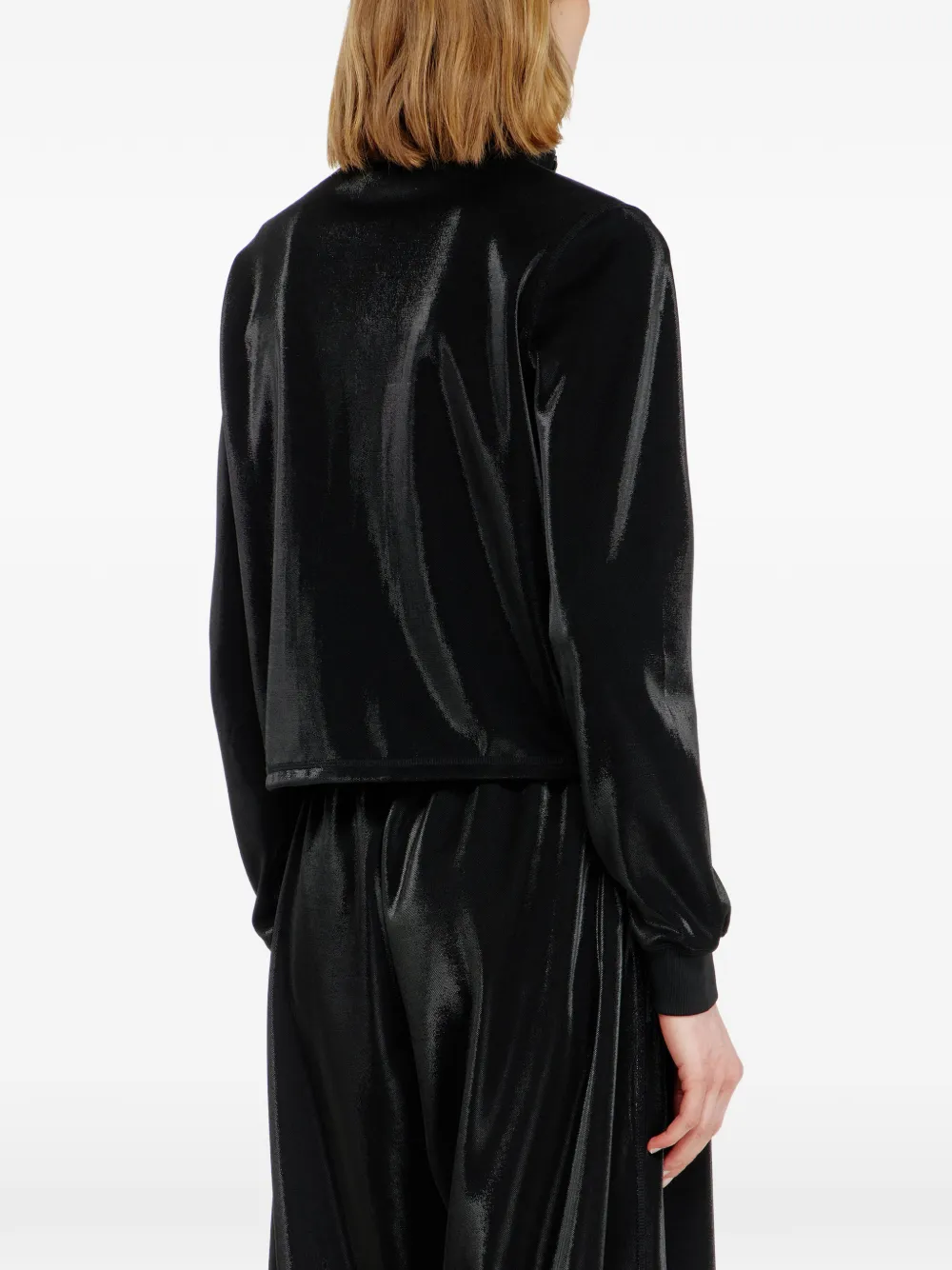 Diesel Sweater met rits en glanzend piquet-effect Zwart