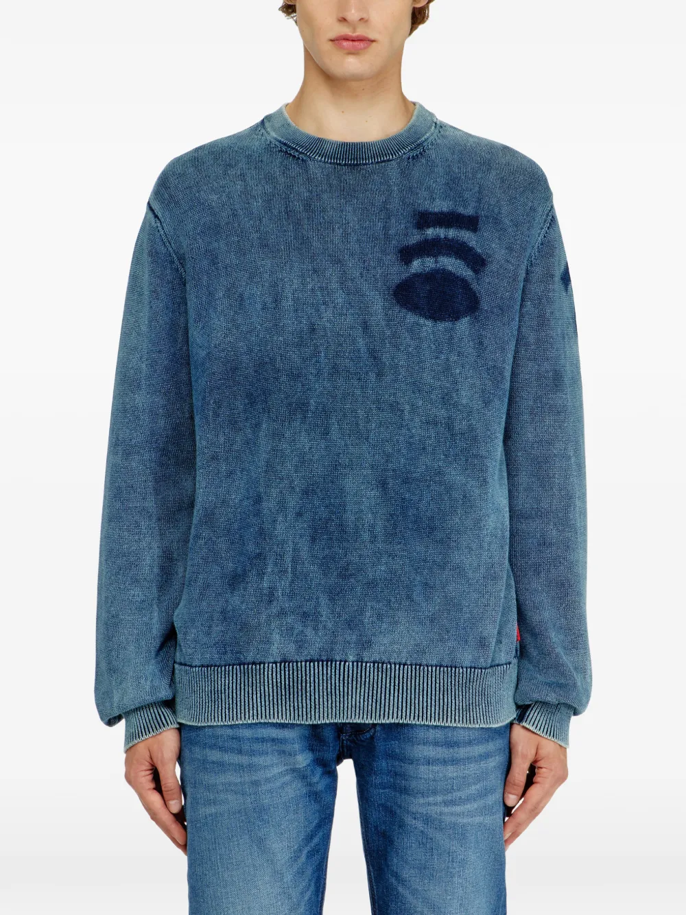 Diesel K-Perne katoenen sweater met vervaagd effect Blauw