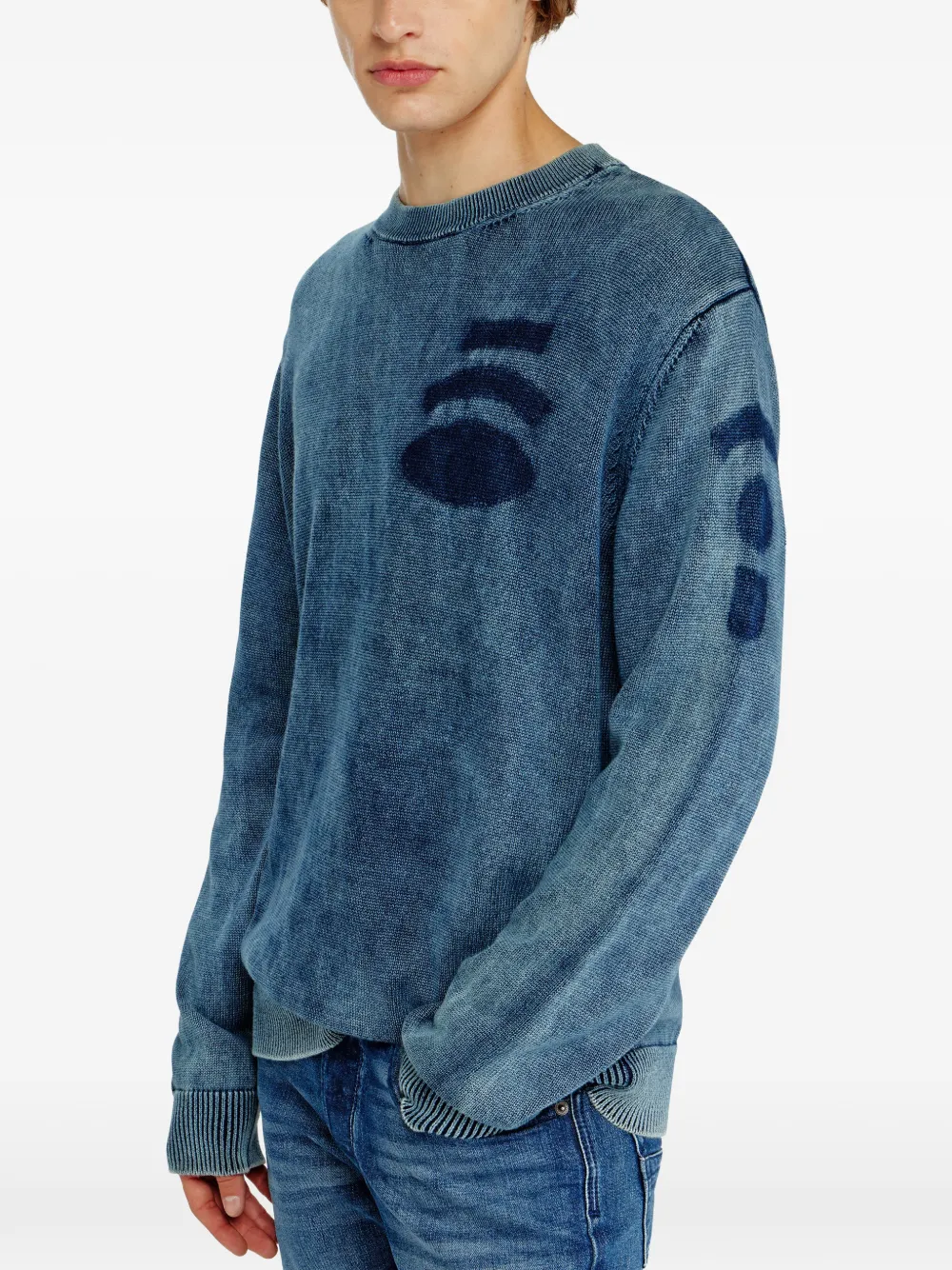 Diesel K-Perne katoenen sweater met vervaagd effect Blauw