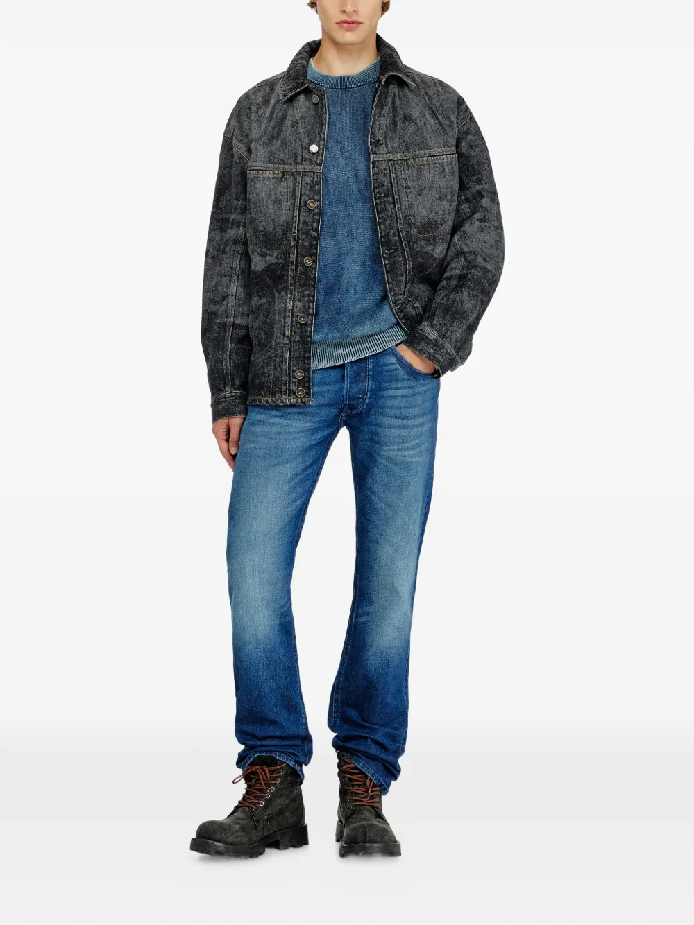 Diesel K-Perne katoenen sweater met vervaagd effect Blauw