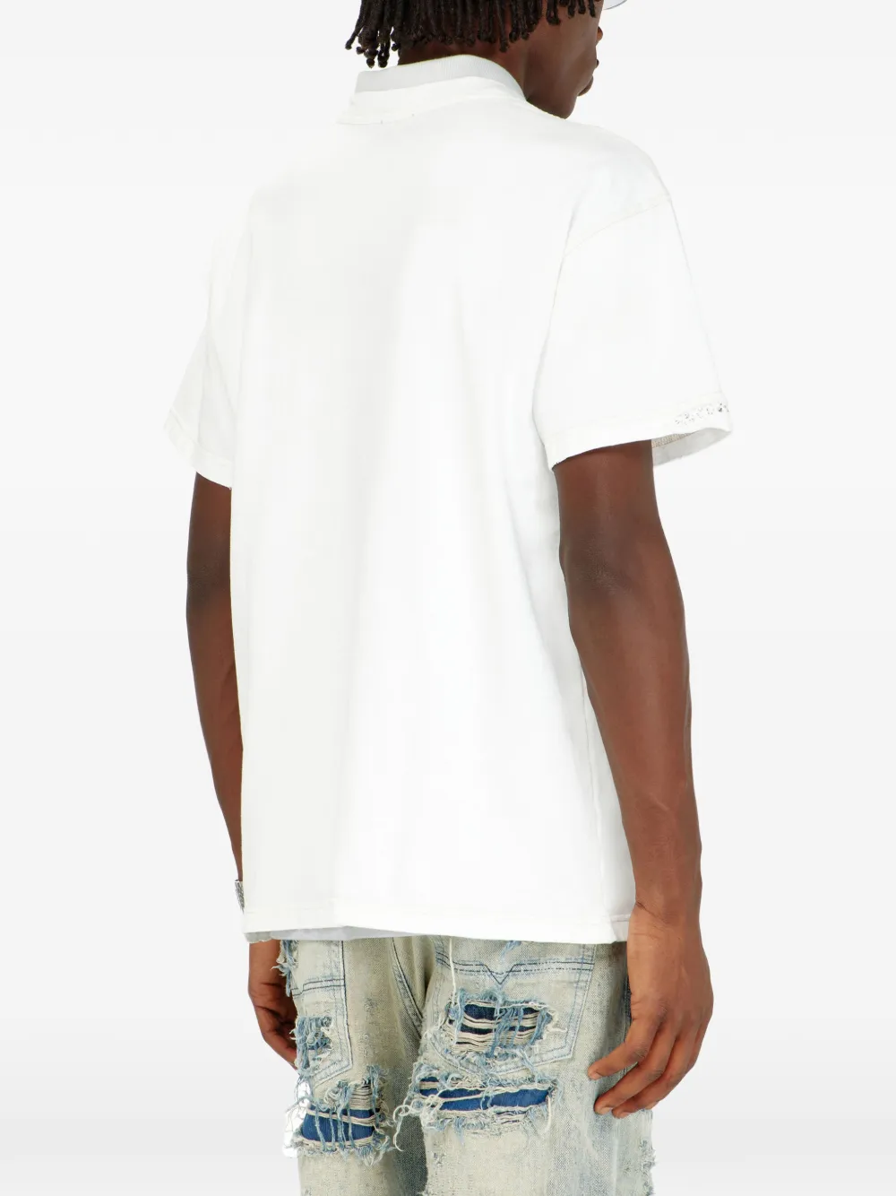 Diesel T-shirt met franje en kristallen details Wit