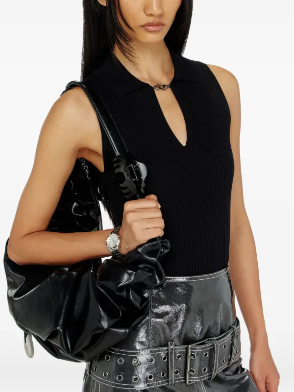 DIESEL ノースリーブ リブニット トップス ブラック Diesel リブニット ノースリーブトップ | ブラック | FARFETCH JP