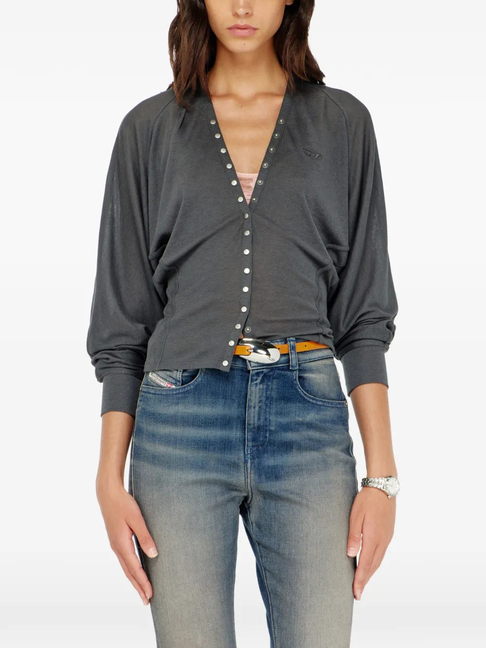 Diesel Vest van tencel-blend met wijde mouwen Grijs
