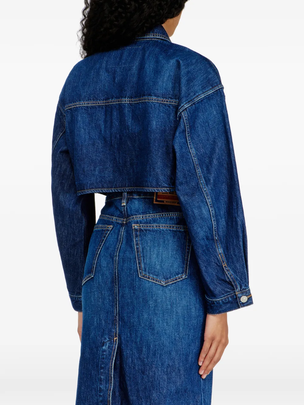 Diesel Cropped oversized denim jack Blauw