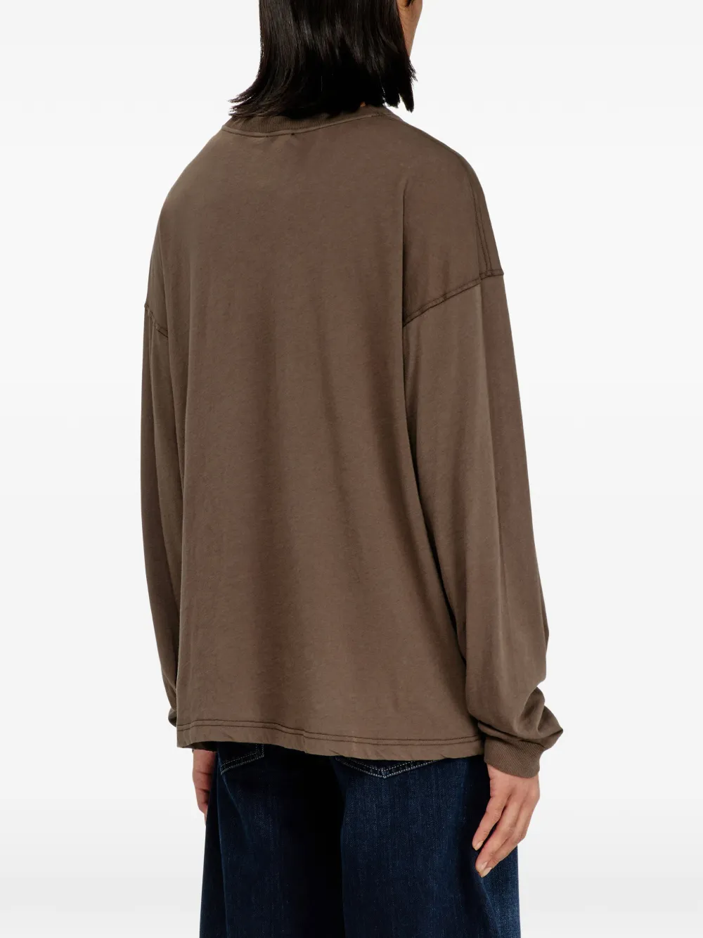 Diesel T-shirt met lange mouwen en phoenix-print Bruin
